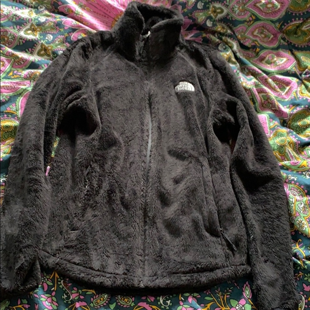 North face black fleece zip up jacket